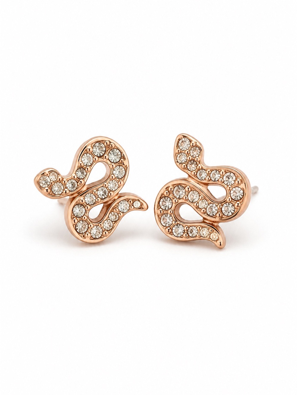 Stella & Dot Rose Gold Crystal Snake Stud Earrings